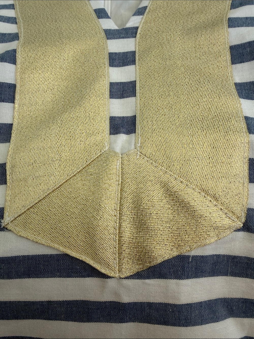NWOT- Eliza J Blue & White Striped Sleeveless Shift Dress with Gold Trim - Picture 4 of 9